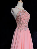 Cute Prom Dress Halter Crystal Backless Prom Gown Evening Dress Business Dinner Dress Gala Dress HZ0319
