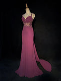 Gorgeous Prom Dress Spaghetti Straps Pleated Train Prom Gown Evening Dress Gala Dress Business Dinner Dress HZ0319
