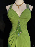 Charming Prom Dress Spaghetti Straps Pleated Backless Prom Gown Gala Dress Business Dinner Dress Evening Dress HZ0319