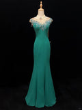 Elegant Prom Dress Crew Neck Rhinestone Mermaid Prom Gown Gala Dress Business Dinner Dress Evening Dress HZ0319