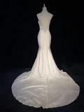 Minimalist Wedding Dress White Crew Neck Backless Mermaid Prom Gown Gala Dress Wedding Dress Evening Dress HZ0319