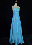 Sweet Prom Dress A Line Strapless Embriodered Prom Gown Gala Dress Party Dress Evening Dress Princess Dress HZ0319