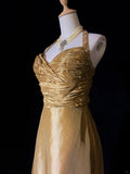 Elegant Prom Dress A Line Halter Beading Pleated Party Dress Evening Dress Gala Dress Prom Gown HZ0319