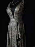 Sexy Prom Dress V-neck Backless Leopard Print Long Prom Gown Evening Dress Gala Dress Business Dinner Dress HZ0319