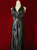 Charming Prom Dress V-neck Backless Ruffle Evening Dress Prom Gown Gala Dress Business Dinner Dress HZ0319