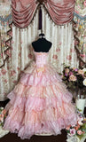 Cute Prom Dress Strapless Pleated Tiered Ball Gown Evening Dress Gala Dress Masquerade Ball HZ0319
