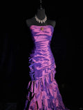 Gorgeous Prom Dress Strapless Pleated Mermaid Prom Gown Evening Dress Gala Dress HZ0319