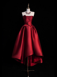 Elegant Prom Dress Strapless Wine Red Prom Gown Gala Dress Evening Dress HZ0319