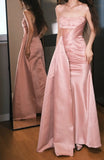 Sweet Prom Dress A Line Strapless Pleated Prom Dress Evening Dress Gala Dress HZ0319