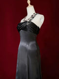 Gorgeous Prom Dress One Shoulder Black Pleated Prom Gown Evening Dress Gala Dress HZ0319