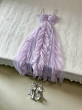 Pretty Prom Dress Light Purple Spaghetti Straps Ruffle Pleated Prom Dress Party Dress HZ0319