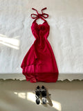 Stunning Prom Dress Halter Slit Wine Red Prom Dress Evening Dress Party Dress HZ0319