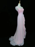 Sweet Prom Dress One Shoulder Ruffle Slit Prom Gown Gala Dress Evening Dresses HZ0319