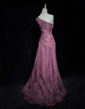 Charming Prom Dress A Line Asymmetrical Neck Pleated Prom Gown Gala Dress Evening Dresses HZ0319
