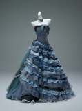 Pretty Prom Dress Strapless Tiered Pearl Ball Gown Evening Dress Gala Dresses HZ0319