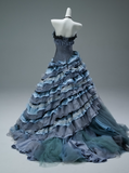 Pretty Prom Dress Strapless Tiered Pearl Ball Gown Evening Dress Gala Dresses HZ0319