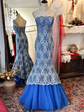 Elegant Prom Dress Strapless Lace Mermaid Evening Dress Gala Dress HZ0319