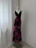 Elegant Women Dress Spaghetti Straps Print Vacation Dress Birthday Party Dress HZ0319
