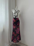 Elegant Women Dress Spaghetti Straps Print Vacation Dress Birthday Party Dress HZ0319