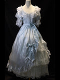 Sweet Prom Dress Square Neck Lace Bowknot Ball Gown Quinceanera Dress Evening Dress HZ0319