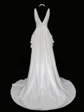 Elegant Prom Dress A Line V-neck Pleated Evening Dress Gala Dress HZ0319