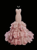 Sweet Prom Dress Sweetheart Ruffle Tiered Mermaid Evening Dress Gala Dress HZ0319