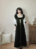 Elegant Prom Dress Velvet A Line Square Neck Evening Dress Gala Dress HZ0319