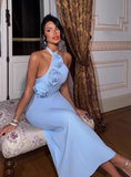 Elegant Summer Dress Halter Backless Women Dress Vacation Outfits Black Girl Outfits HZ0319