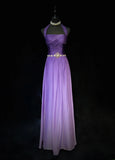 Elegant Prom Dress Halter Gradient Pleated Evening Dress Gala Dress Party Dress HZ0319