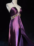 Gorgeous Prom Dresses Halter Crystal Pleated Evening Dress Gala Dress HZ0319