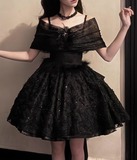 Unique Black Homecoming Dress Spaghetti Straps Pleated Birthday Party Dress Short Prom Dress Cocktail Dress HZ0319