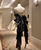 Elegant Short Prom Dress Spaghetti Straps Bowknot Cocktail Dress Homecoming Dress Princess Dress HZ0319