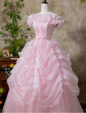 Sweet Prom Dress Pink Off Shoulder Ruffle Pleated Ball Gown Quinceanera Dress Princess Dresses HZ0319