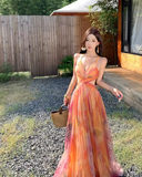 Stunning Women Dress Spaghetti Straps Pleated Summer Date Dress Seaside Party Dress HZ0319