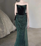 Shiny Prom Dress Strapless Sequin Gala Dress Evening Dress Party Dress HZ0319