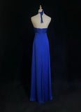 Sexy Prom Dress Blue A Line Halter Pleated Long Gala Dress Evening Dresses Party Dress HZ0319