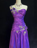 Gorgeous Prom Dress Purple A Line One Shoulder Pleated Gala Dress Evening Dresses Party Dress HZ0319