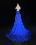 Gorgeous Prom Dress A Line Blue Straps Gala Dress Evening Dresses HZ0319
