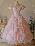 Cute Prom Dress Sweetheart Ruffle Backless Ball Gown Evening Dress Sweet 16th Dress HZ0319
