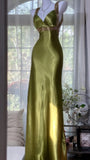 Gorgeous Prom Dress Green Spaghetti Straps Backless Evening Dress Gala Dress HZ0319