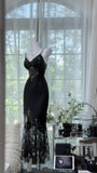 Sexy Prom Dress Black Spaghetti Straps Lace Birthday Party Dress Cocktail Dress HZ0319