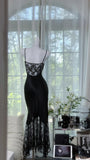Sexy Prom Dress Black Spaghetti Straps Lace Birthday Party Dress Cocktail Dress HZ0319