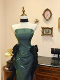 Elegant Prom Dress Dark Green Strapless Pleated Evening Dress Gala Dress HZ0319