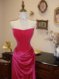 Pretty Prom Dress Hot Pink Strapless Pleated Evening Dress Gala Dress HZ0319
