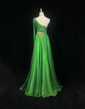 Gorgeous Prom Dress Green A Line One Shoulder Birthday Party Dress Evening Dress HZ0319