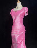 Charming Prom Dress Square Neck Pleated Evening Dress Gala Dress Birthday Dress HZ0319
