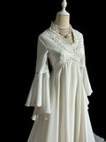 Elegant Wedding Dress A Line Crew Neck Long Sleeve Wedding Dress HZ0319