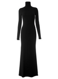 Minimalist Women Dress Black High Collar Casual Dress Daily Work Outfits HZ0319