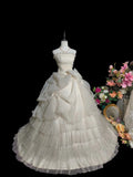 Vintage Wedding Dress Strapless Pleated Tulle Wedding Dress HZ0319