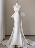 Beauty Wedding Dress Strapless Bowknot Pleated Mermaid Wedding Dress HZ0319